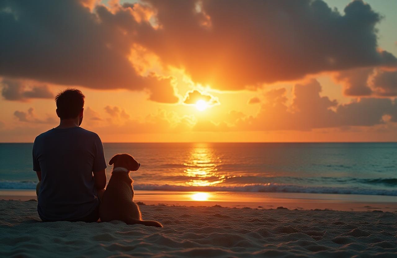 Serene pet guardianship in nature